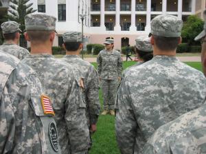 ROTC student cadets prepare for a field training exercise