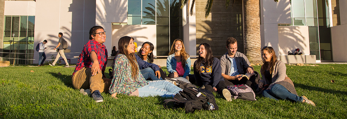 Students on library lawn